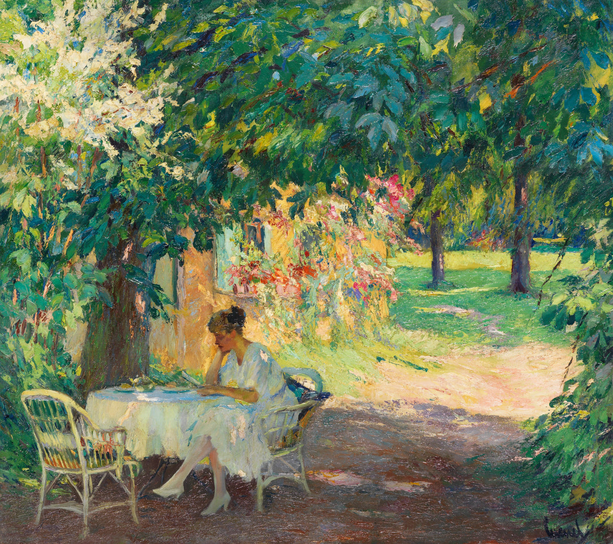 Edward Cucuel - Summer in the garden of the artist's villa on Lake Starnberg (1920)