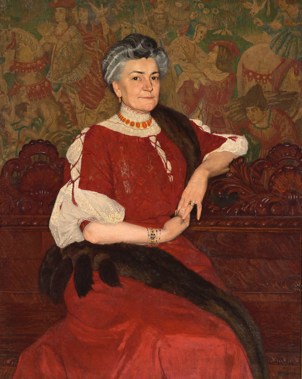 Edward Okuń - Portrait of Mrs. Herse (1908)