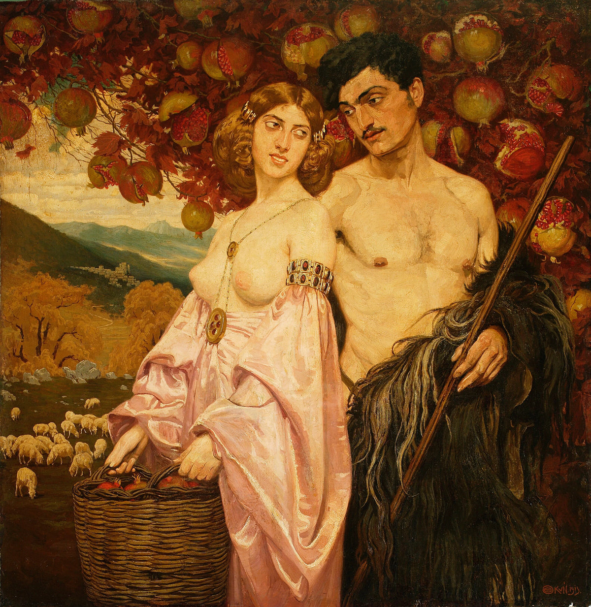 Edward Okuń - Self portrait with Sicilian (1872)