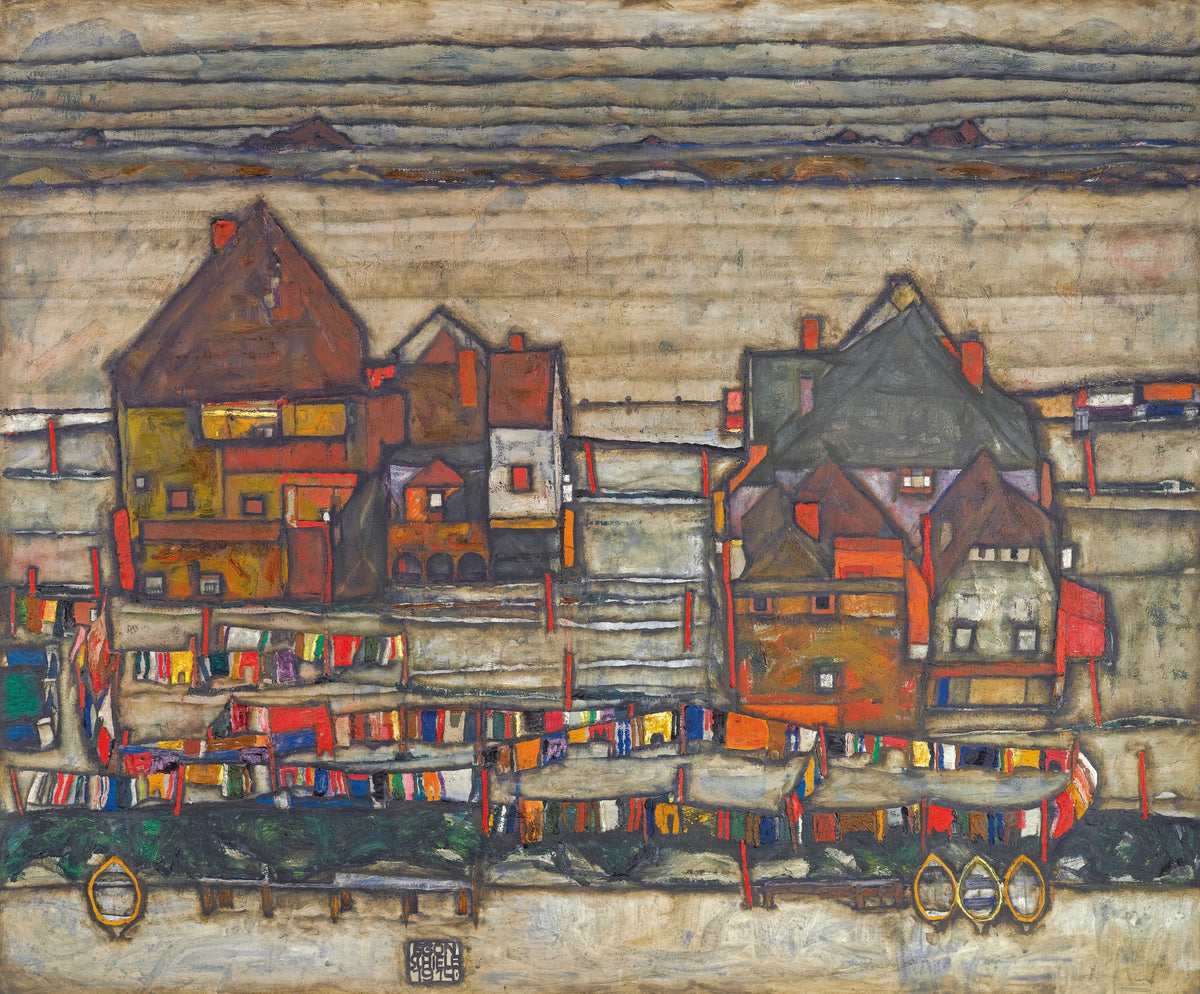 Egon Schiele - Houses With Laundry (Suburb II) (1914)