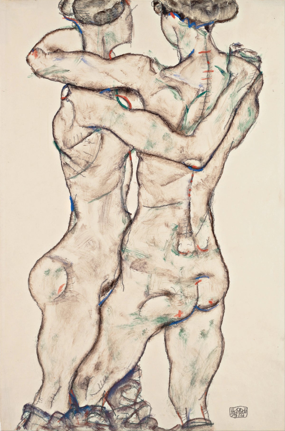 Egon Schiele - Naked Girls Embracing (1914)