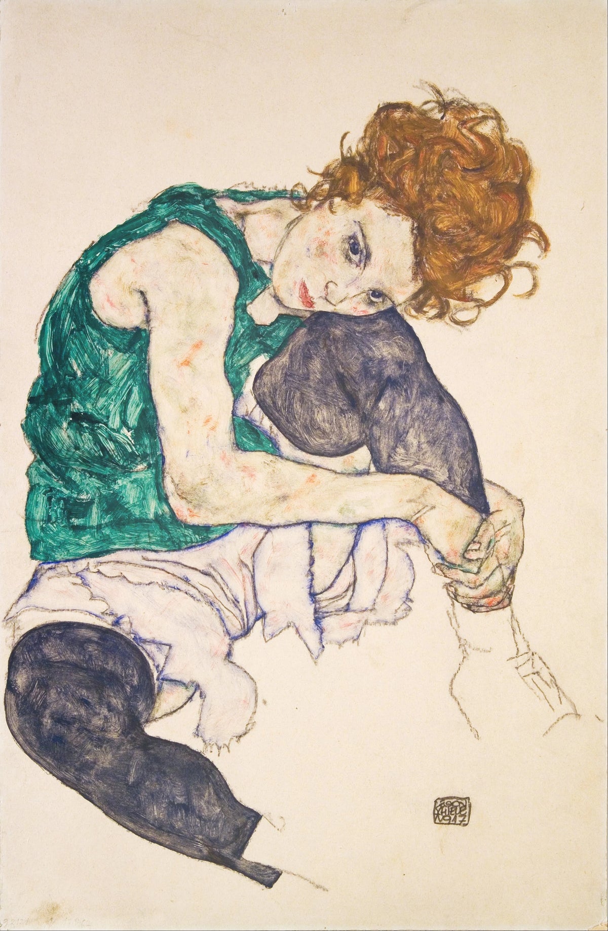Egon Schiele - Seated Woman with Bent Knees (Adele Herms) (1917)