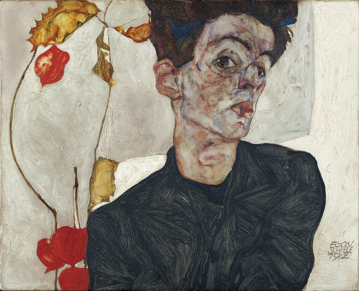 Egon Schiele - Self-Portrait With Physalis (1912)