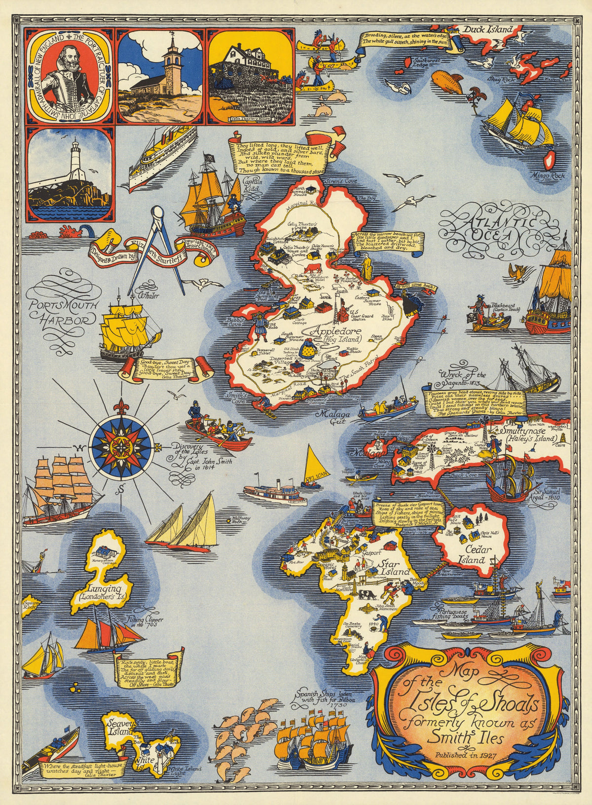 Elizabeth Shurtleff - Map of the Isles of Shoals formerly known as Smiths Iles (1927)