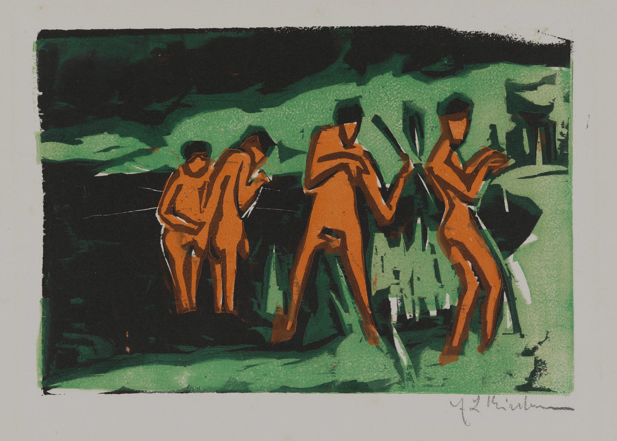 Ernst Ludwig Kirchner - Bathers Tossing Reeds (1910)
