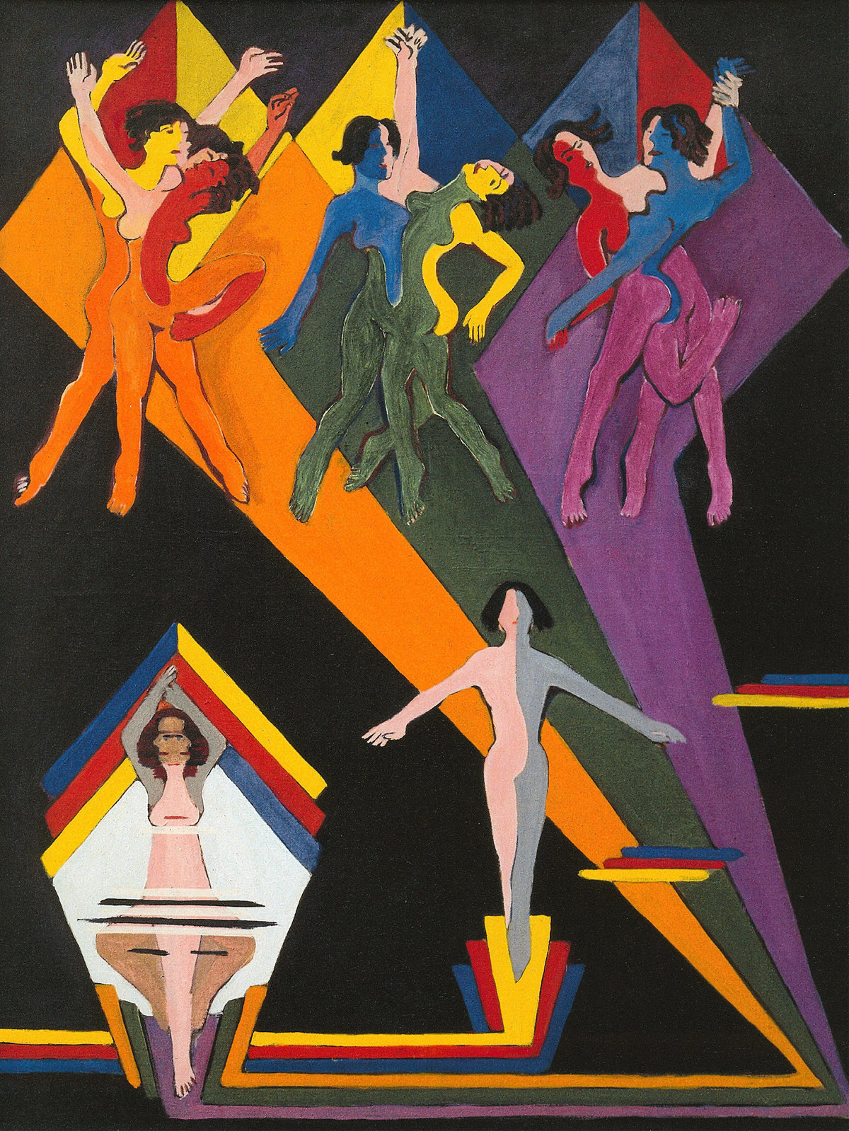 Ernst Ludwig Kirchner - Dancing Girls in Colourful Rays (1932-1937)