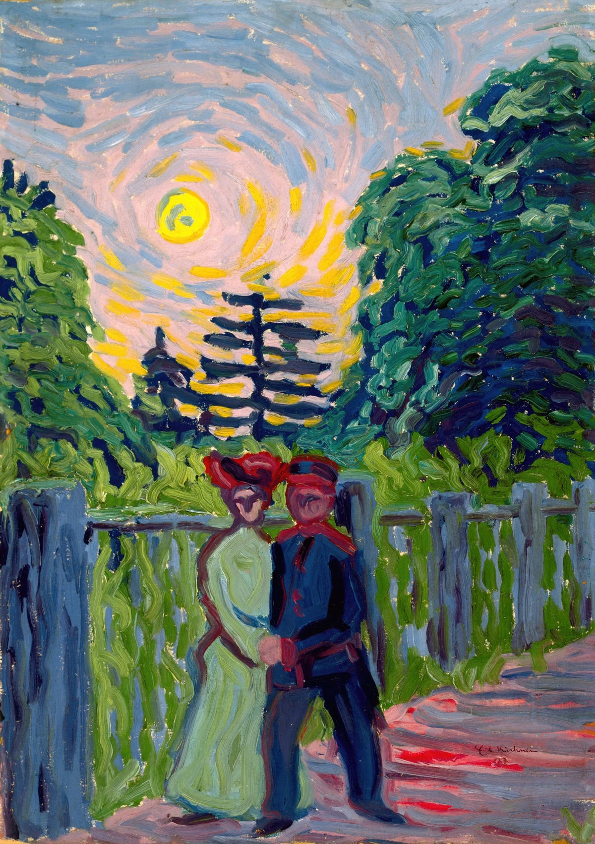 Ernst Ludwig Kirchner - Moonrise; Soldier and Maiden (1905)