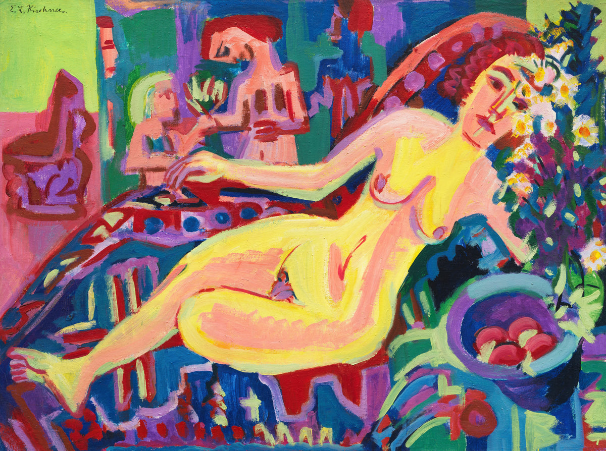 Ernst Ludwig Kirchner - Nacktes Mädchen auf Diwan (1924)