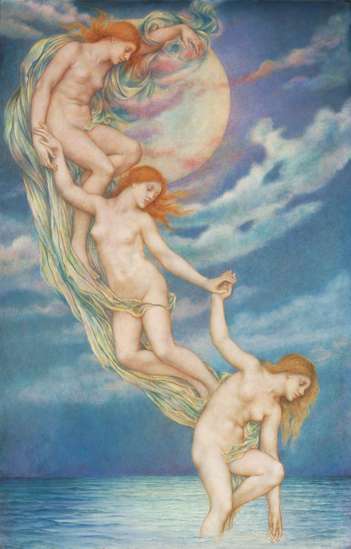 Evelyn De Morgan - Moonbeams Dipping Into The Sea (1918)