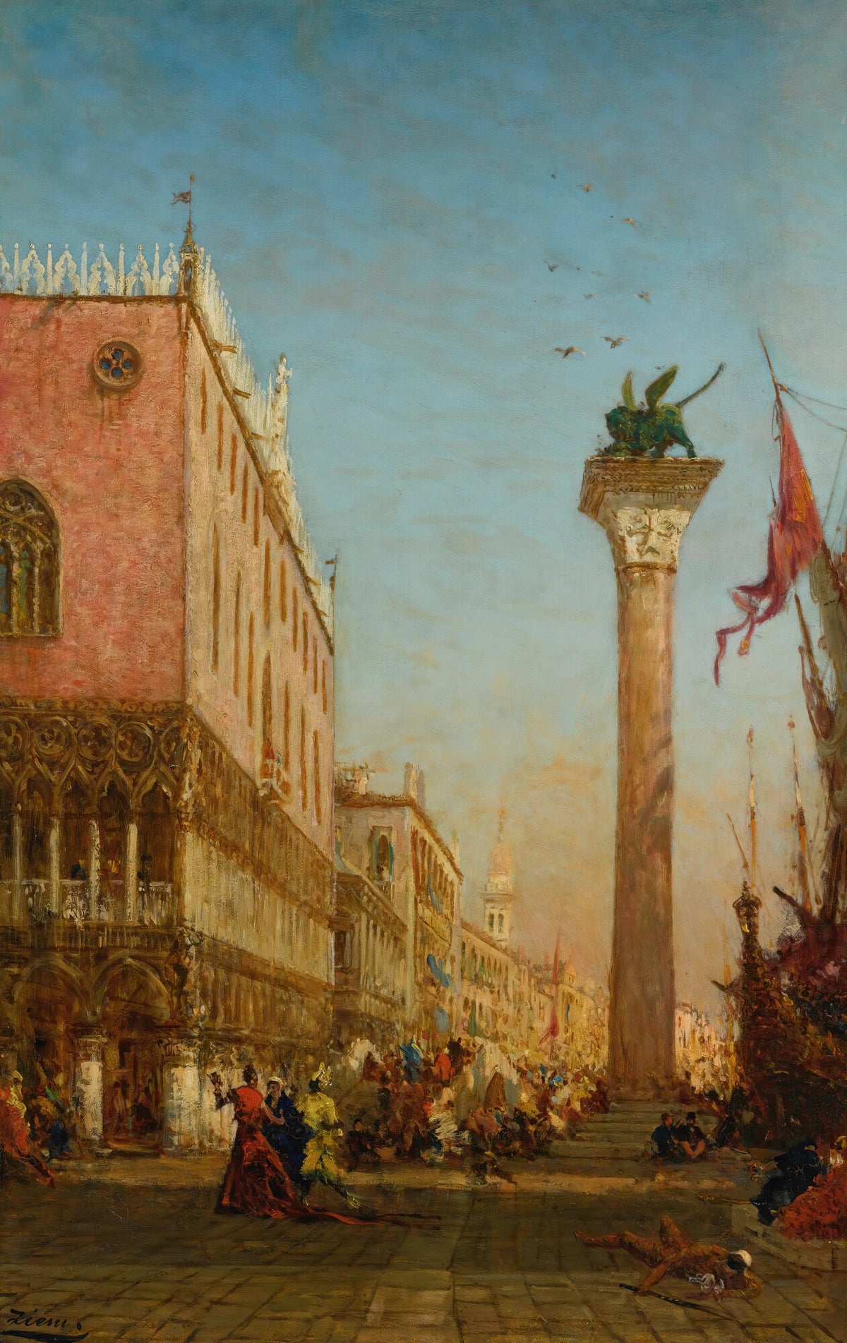 Félix Ziem - La Colonne Du Lion De Saint Marc Sur Le Môle
