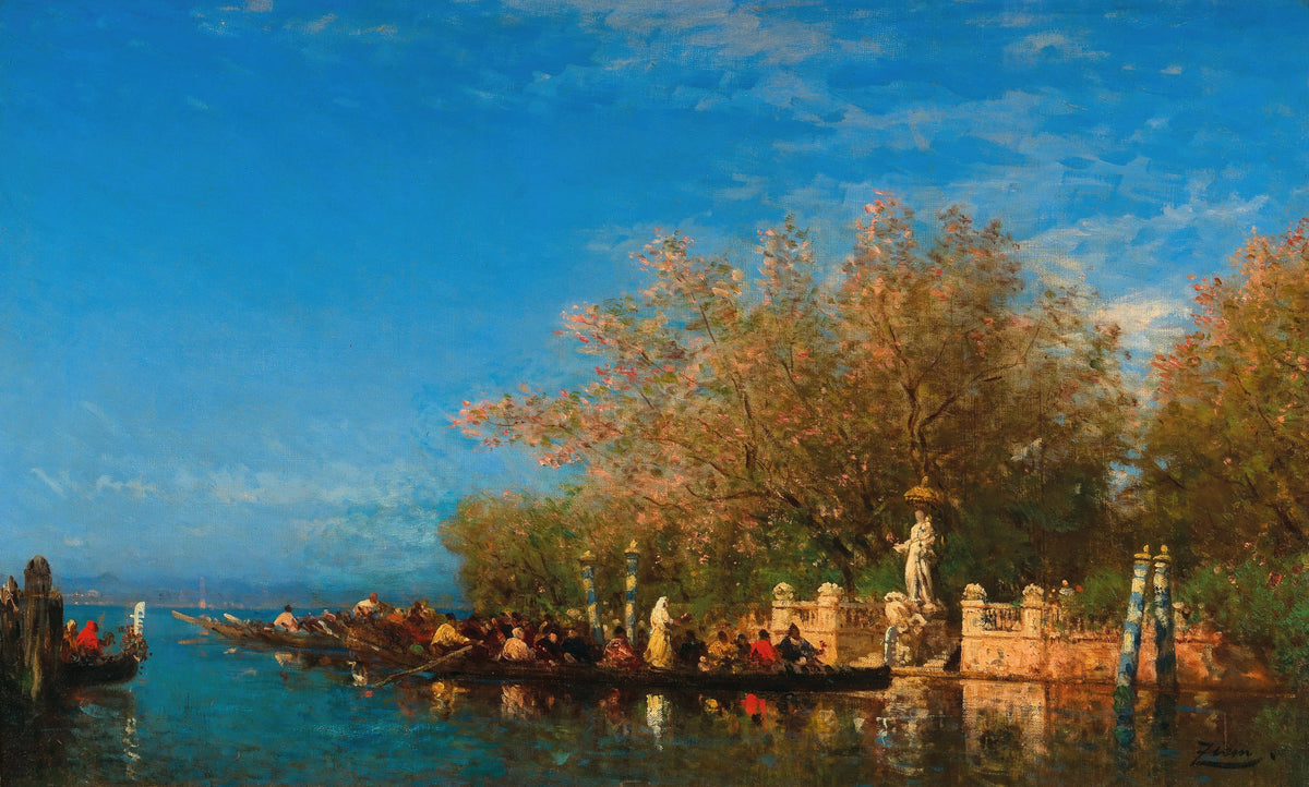 Félix Ziem - Venice, a Gondola Ride to the Madonna at the Entrance of the Jardins Français