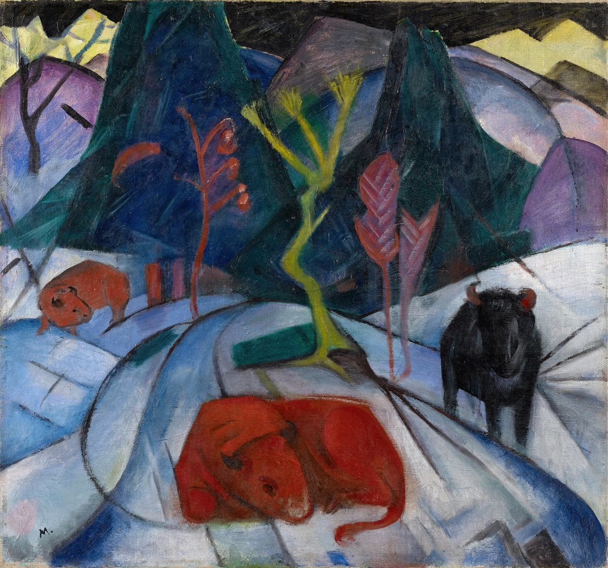 Franz Marc - A Bison in Winter (The Red Bison) (1913)
