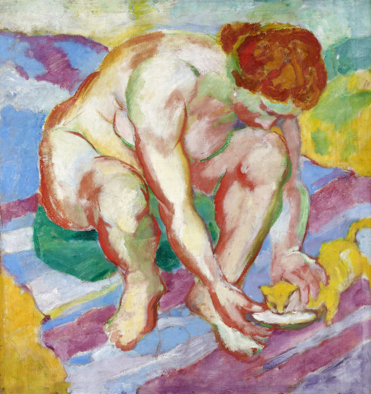 Franz Marc - Nude with a cat (1910)