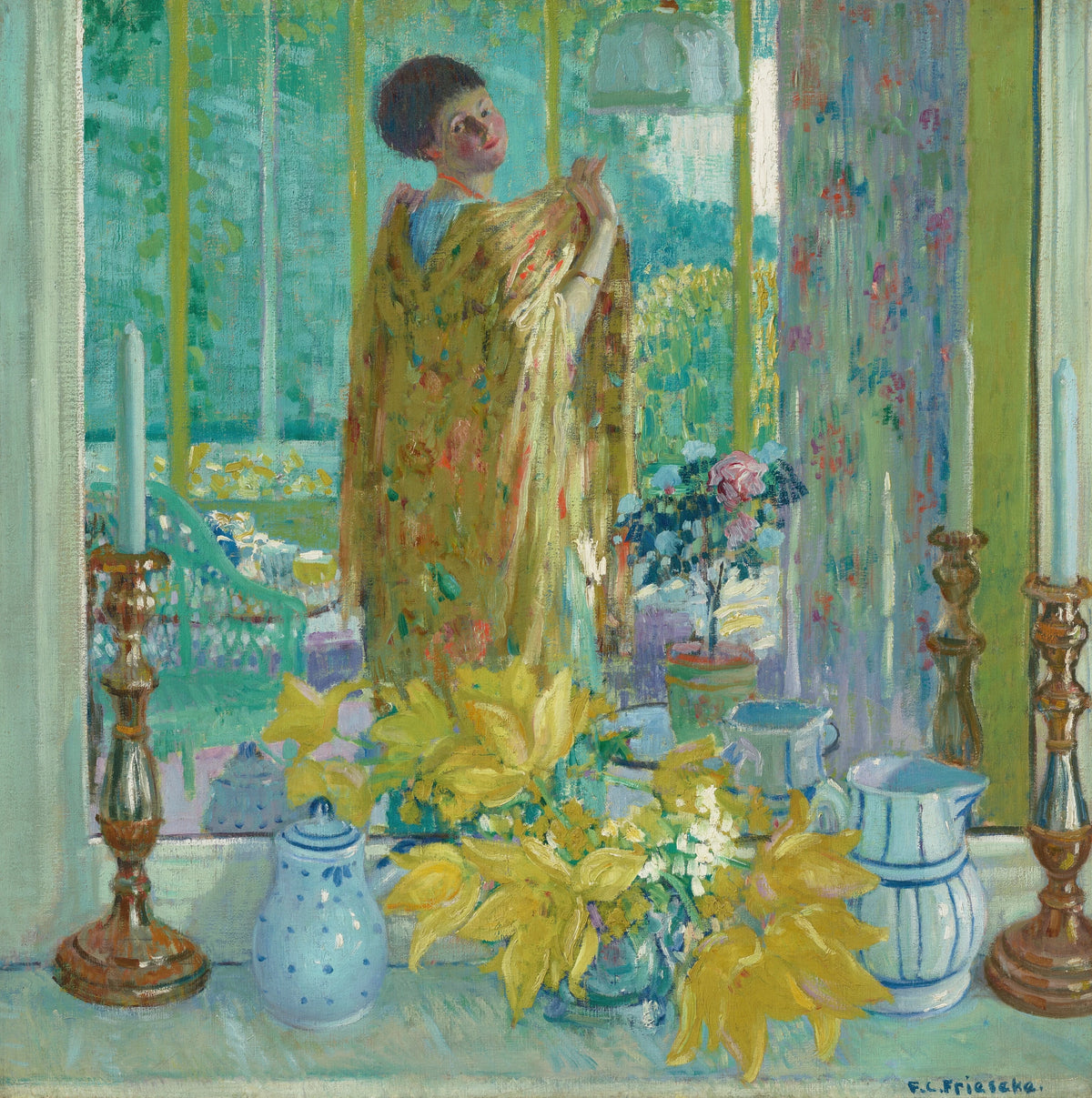 Frederick Carl Frieseke - Yellow Tulips (circa 1911-1912)