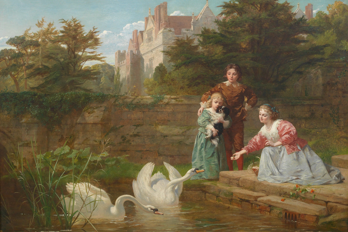 Frederick Goodall - Feeding the swans (1865)