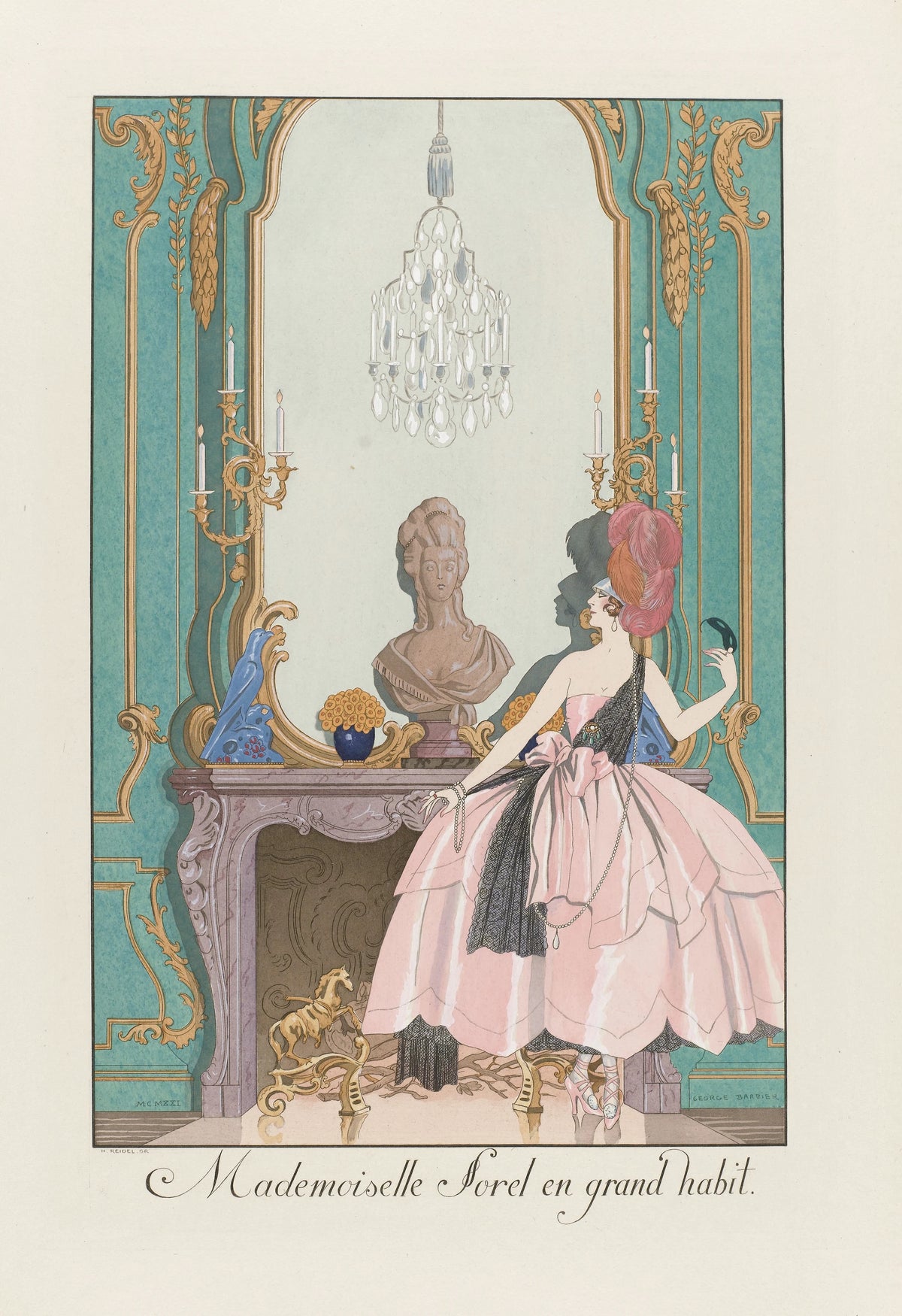 George Barbier - Mademoiselle Sorel en grand habit (1924)