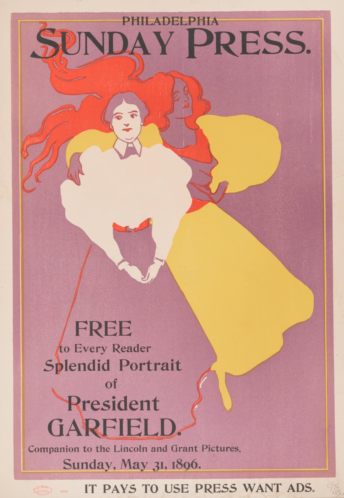 George Reiter Brill - Free to every reader, splendid portrait of President Garfield (1896)