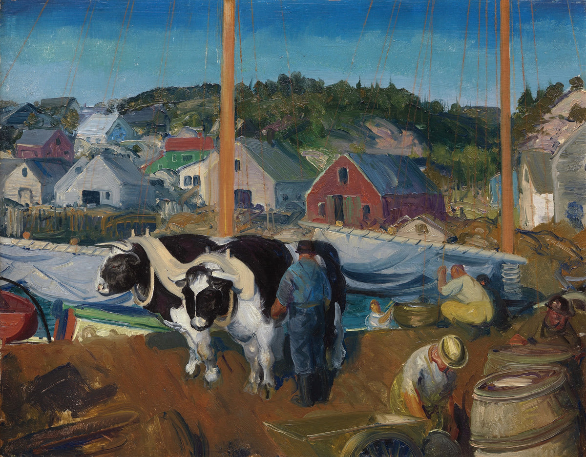 George Wesley Bellows - Ox Team, Wharf at Matinicus (1916)