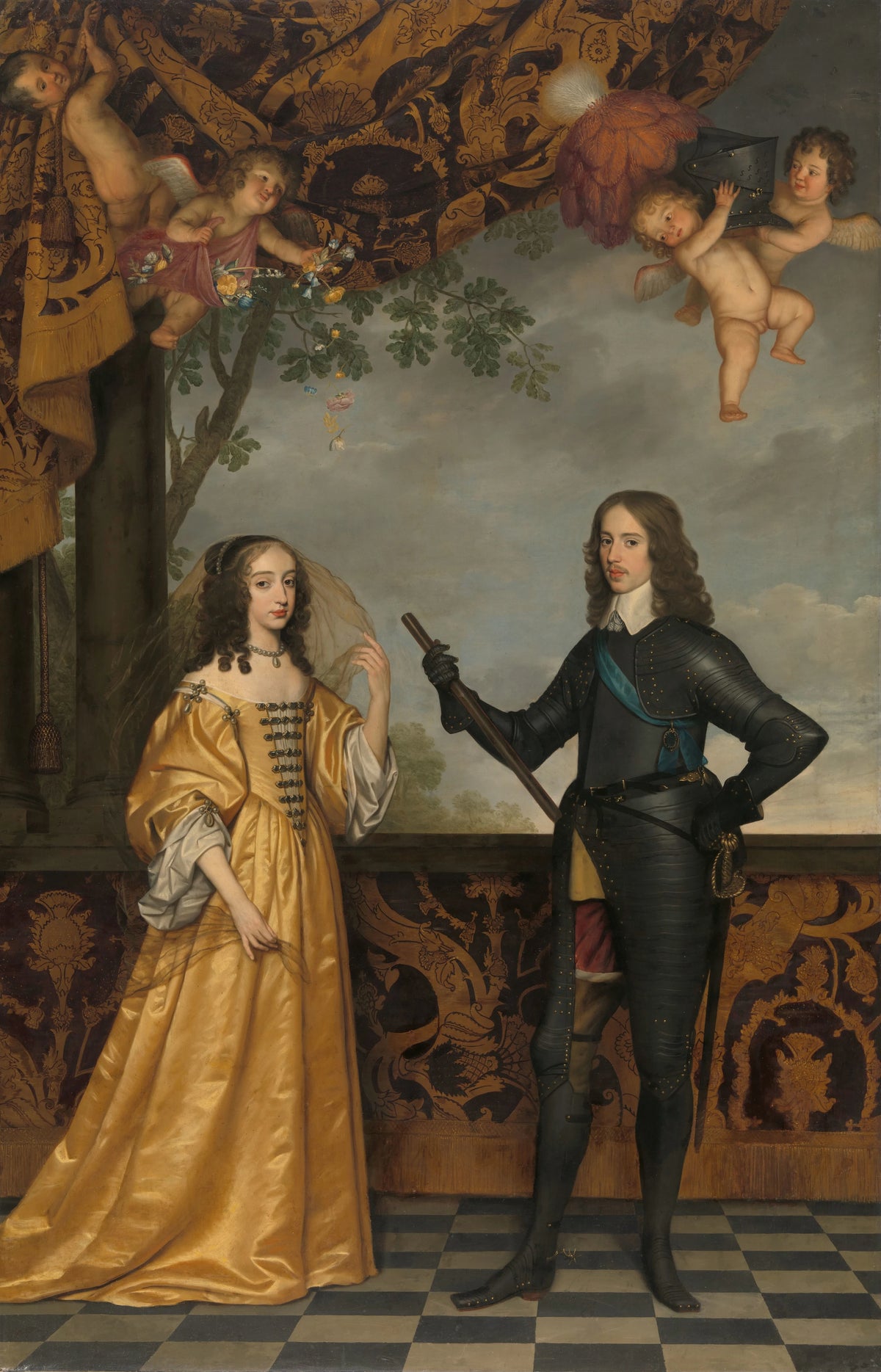 Gerard van Honthorst - Portrait of Willem II (1626-1650), Prince of Orange, and his Wife Mary Stuart (1631-1660) (1647)