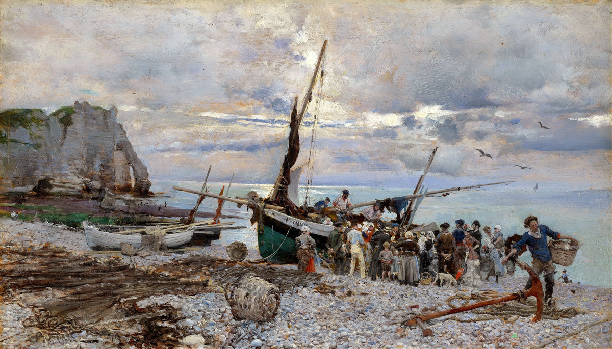 Giovanni Boldini - RETURN OF THE FISHING BOATS, ÉTRETAT (1879)