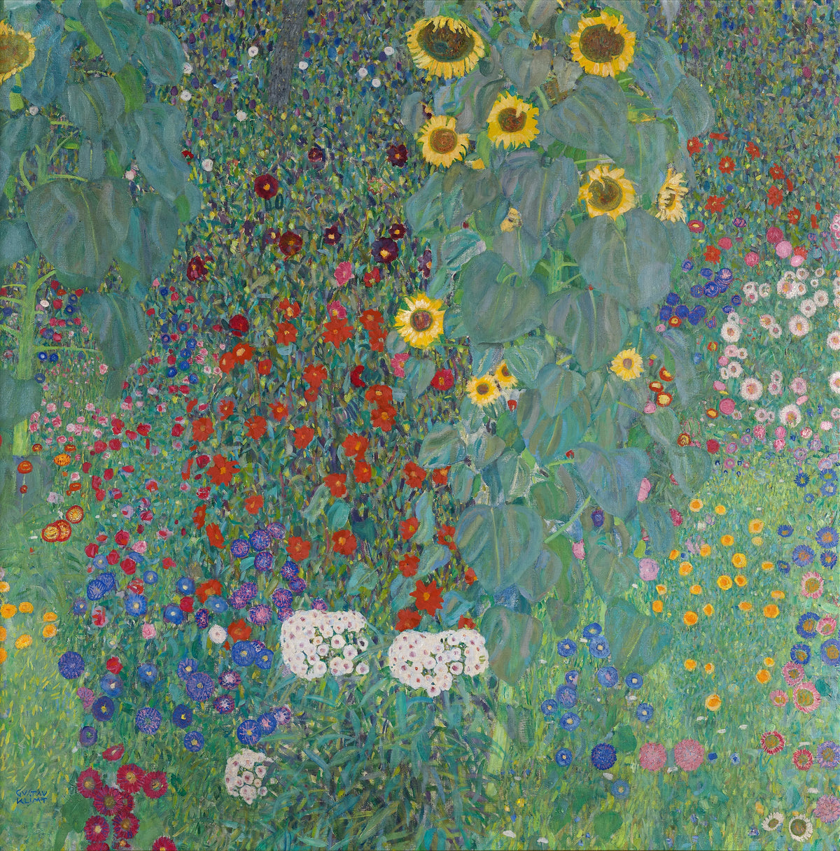 Gustav Klimt - Cottage garden with sunflowers (1907)