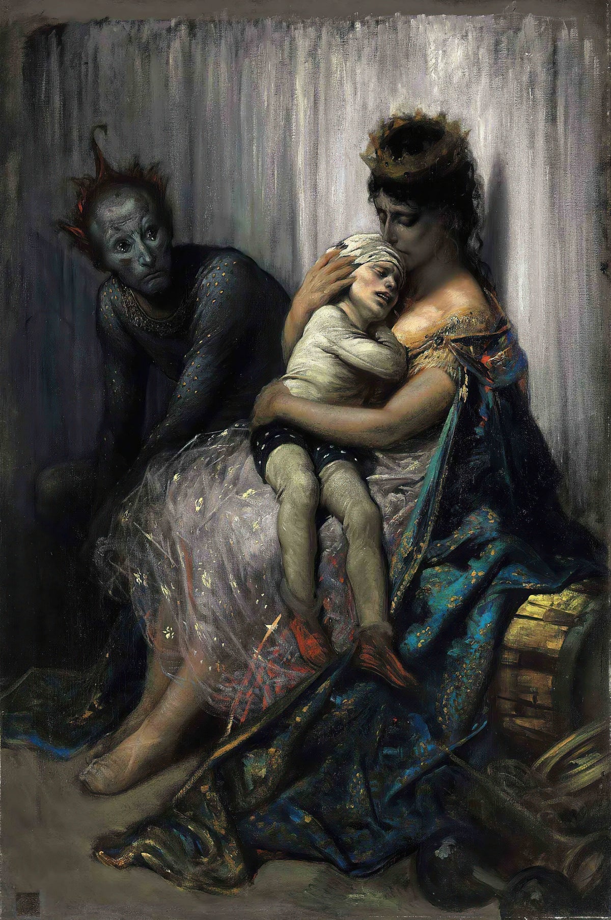 Gustave Doré - La famille du saltimbanque; l'enfant blessé (1853)