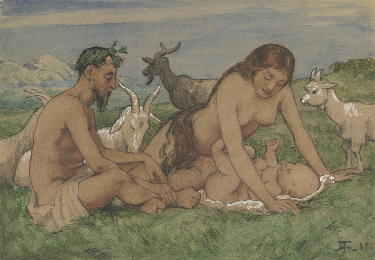 Hans Thoma - Family of Fauns (1887)
