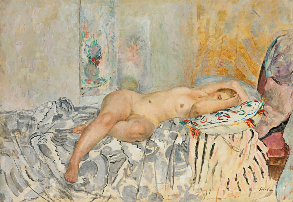 Henri Lebasque - Nu Allongé Au Coussin Espagnol (1925)