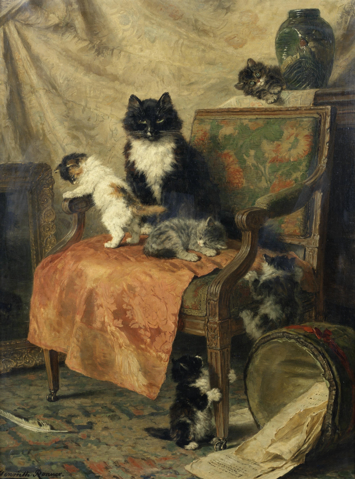 Henriëtte Ronner-Knip - Kittens At Play