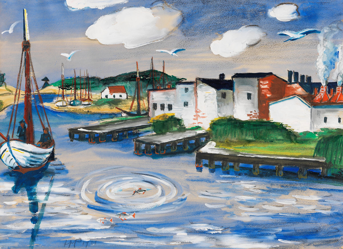 Hermann Max Pechstein - Fishing harbor in Leba (1921)