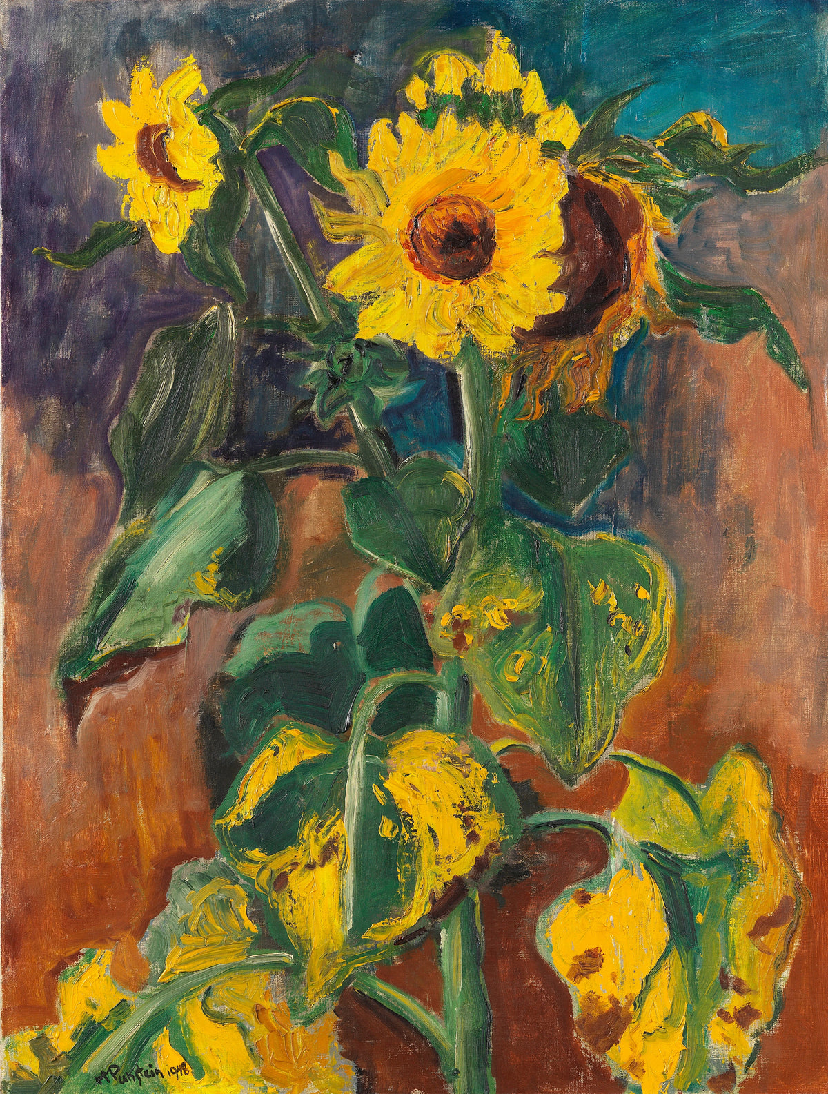 Hermann Max Pechstein - Sunflowers (1948)