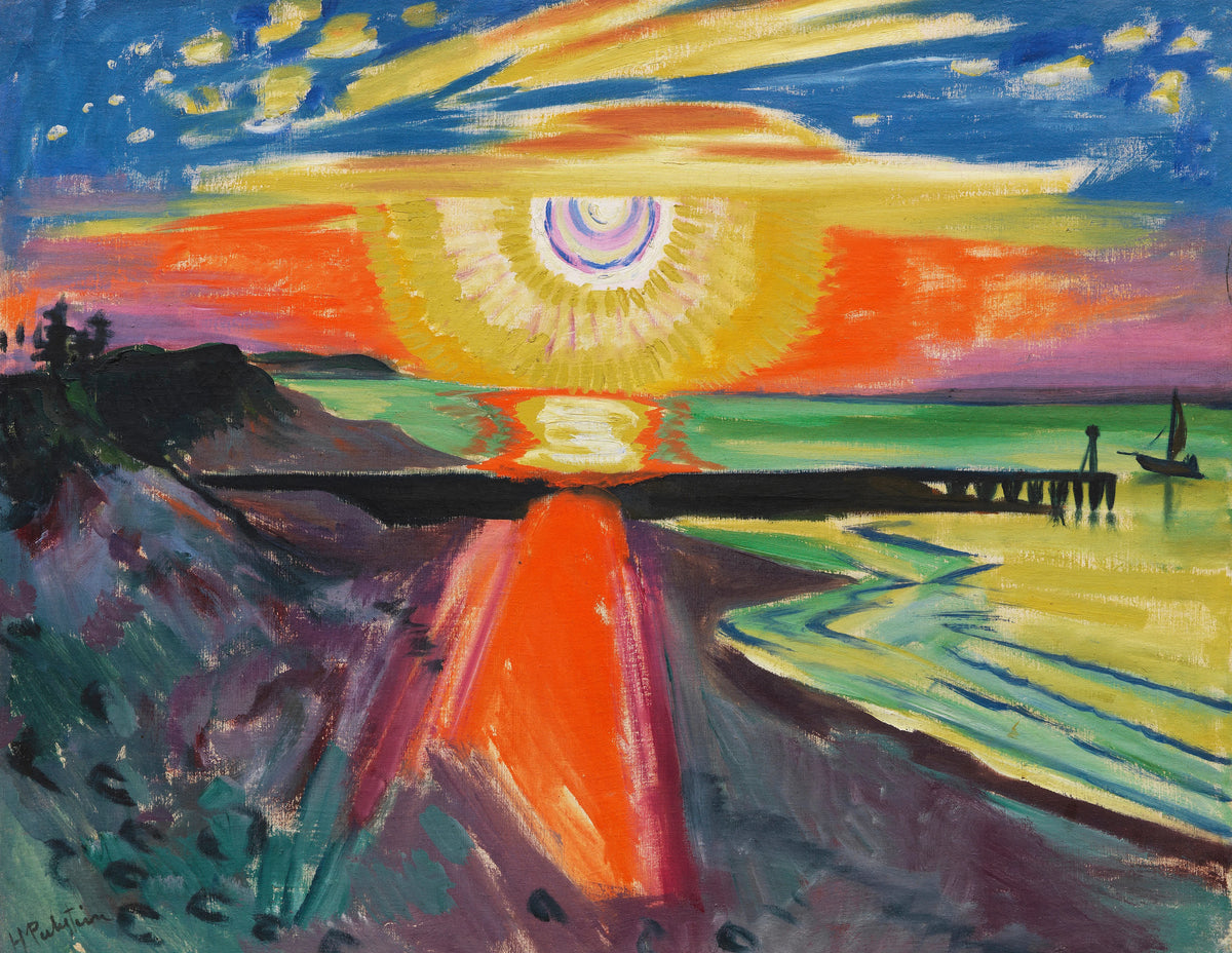Hermann Max Pechstein - Sunset at the Sea (1921)