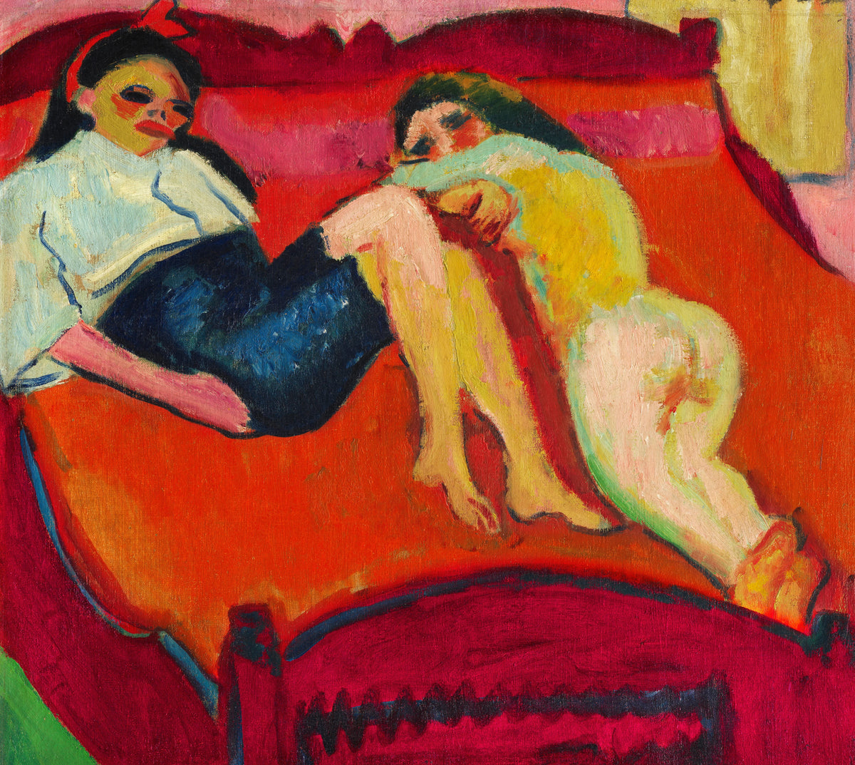 Hermann Max Pechstein - Two reclining girls (1910)