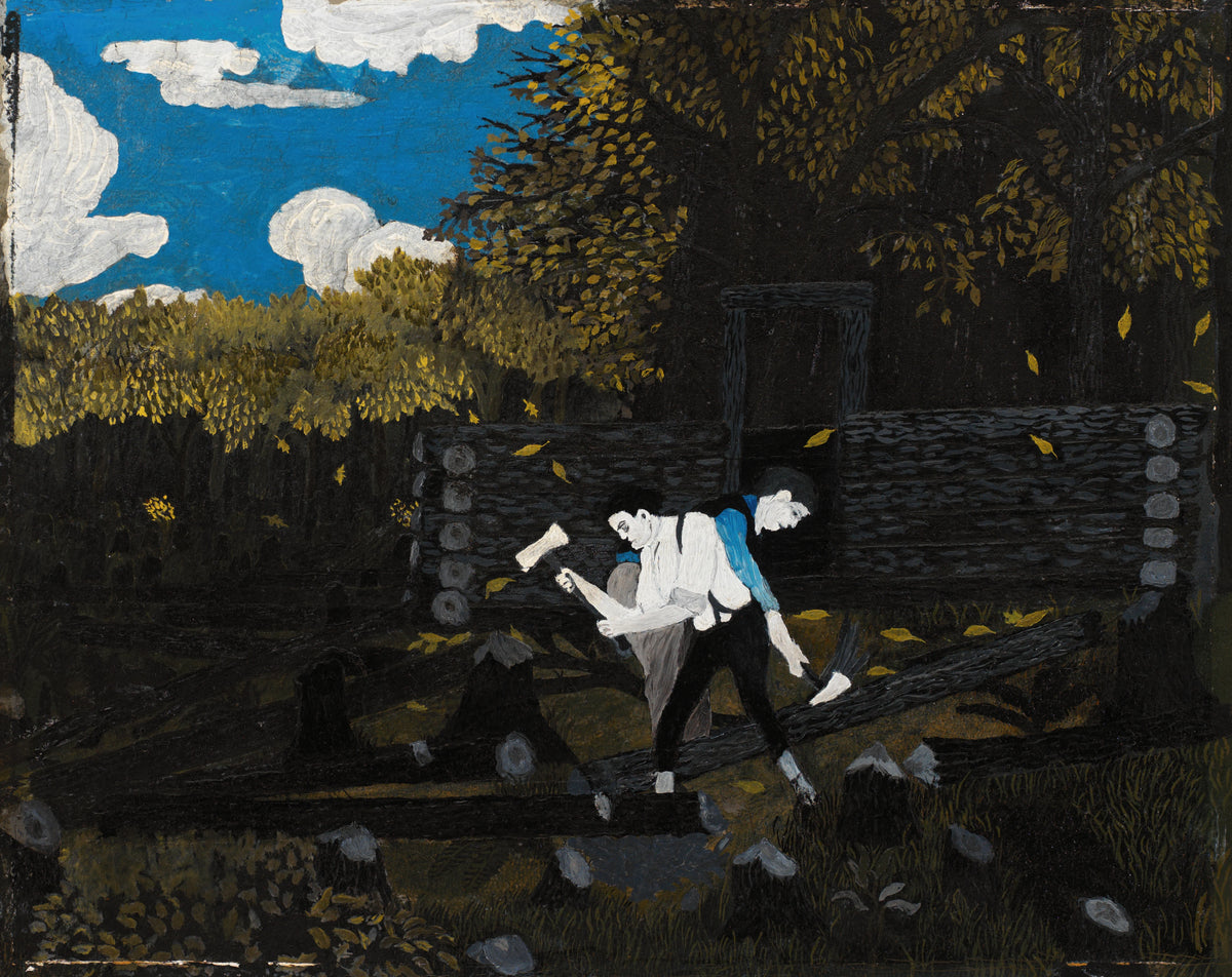Horace Pippin - Abraham Lincoln and His Father Building Their Cabin on Pigeon Creek (circa 1934)