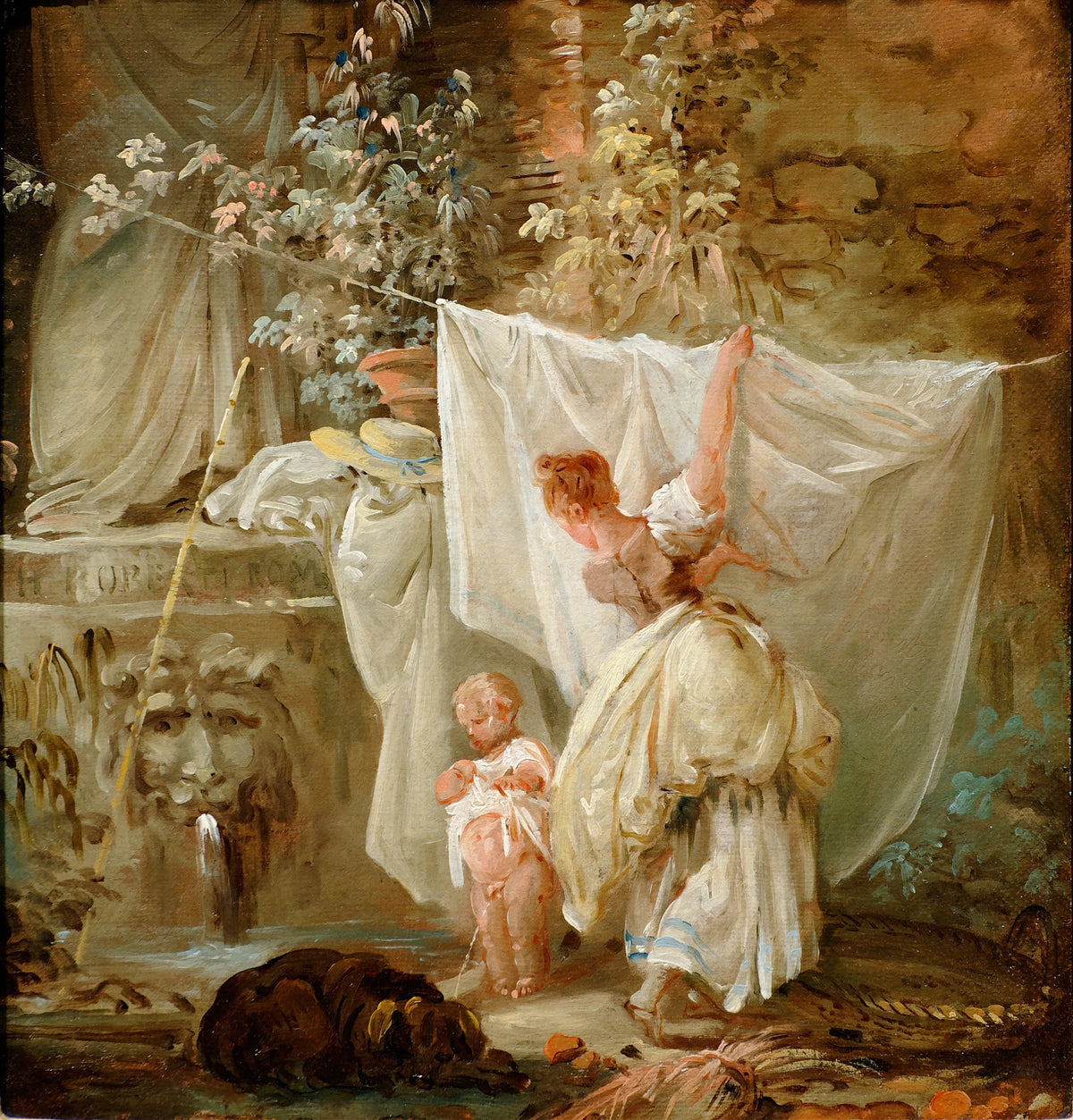 Hubert Robert - Laundress And Child (1761)