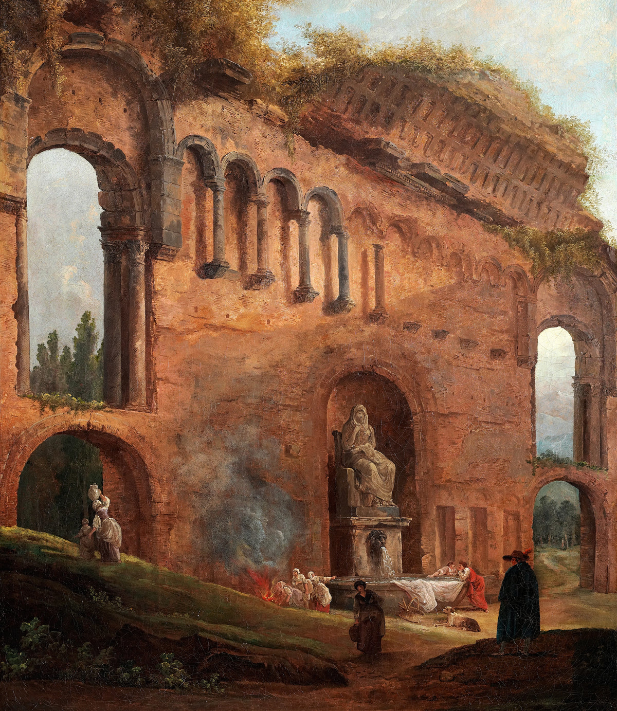 Hubert Robert - Roman ruins with laundresses (circa 1777)