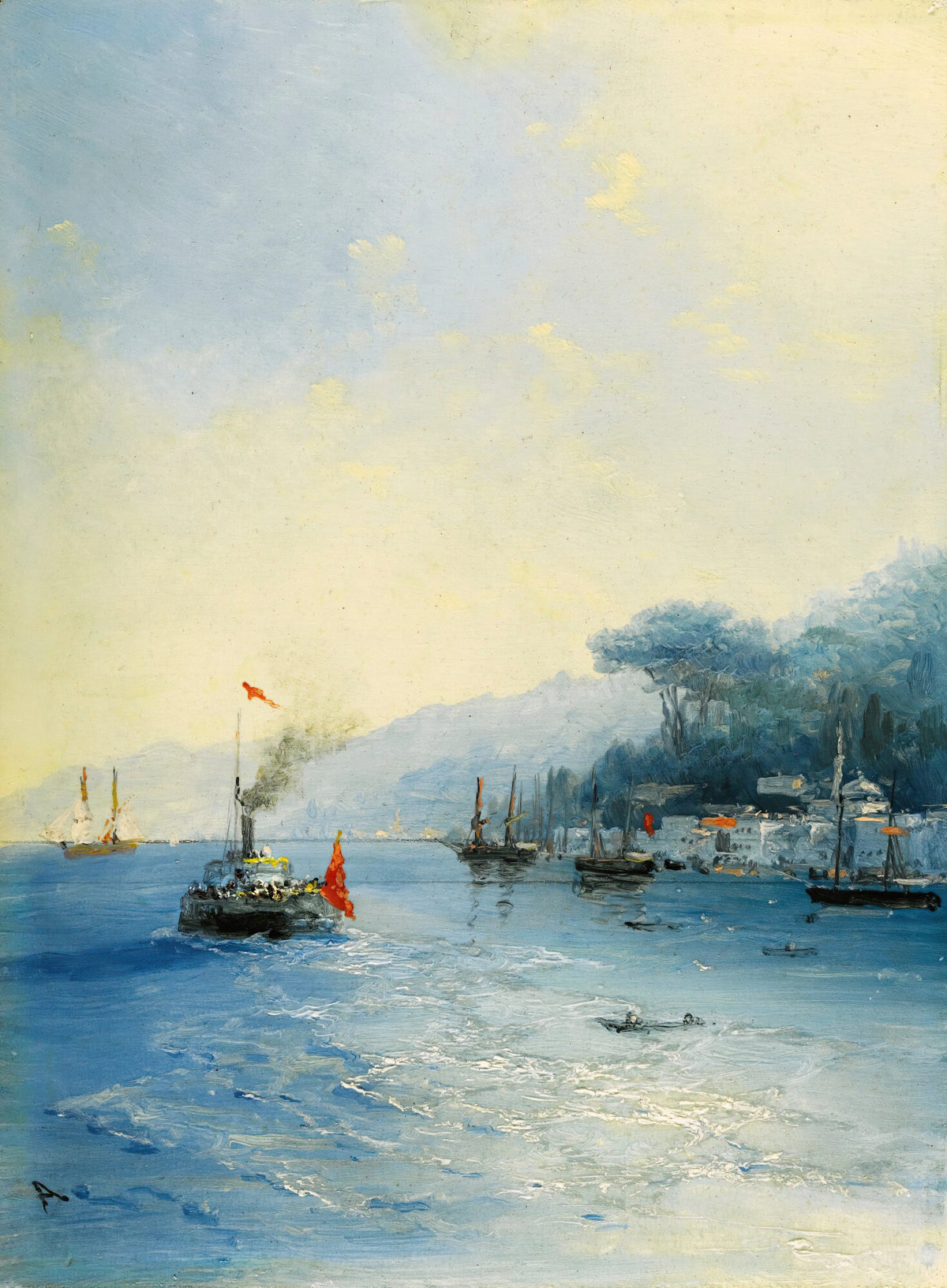 Ivan Konstantinovich Aivazovsky - Shipping On The Bosphorus, Constantinople (1900)