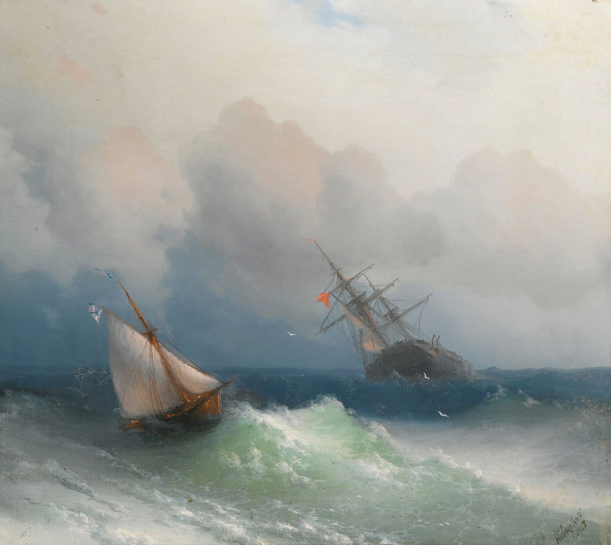 Ivan Konstantinovich Aivazovsky - Two Ships At Sea (1863)