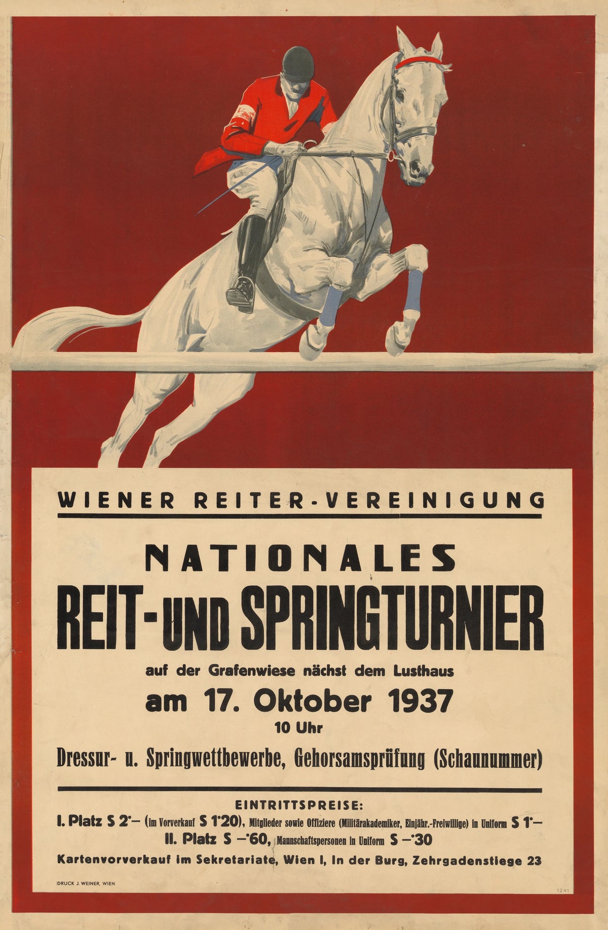J. Weiner - Nationales Reit- und Springturnier der Wiener Reiter-Vereinigung, 17. Oktober 1937 (1937)