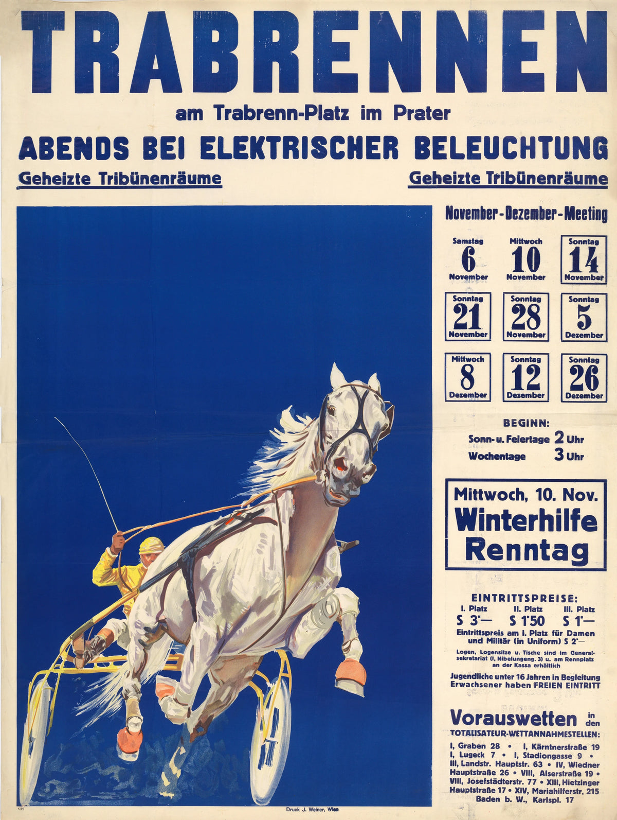 J. Weiner - Trabrennen am Trabrennplatz im Prater (1937)