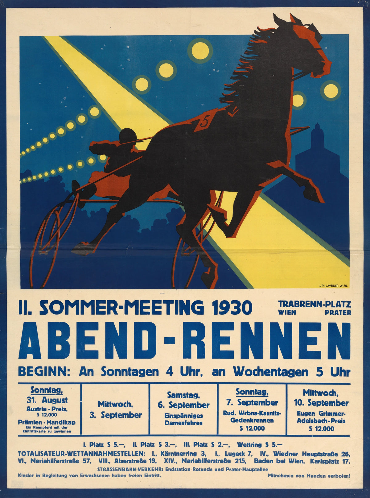 J. Weiner - Trabrennen im Prater - II. Sommer-Meeting 1930 - Abendrennen (1930)