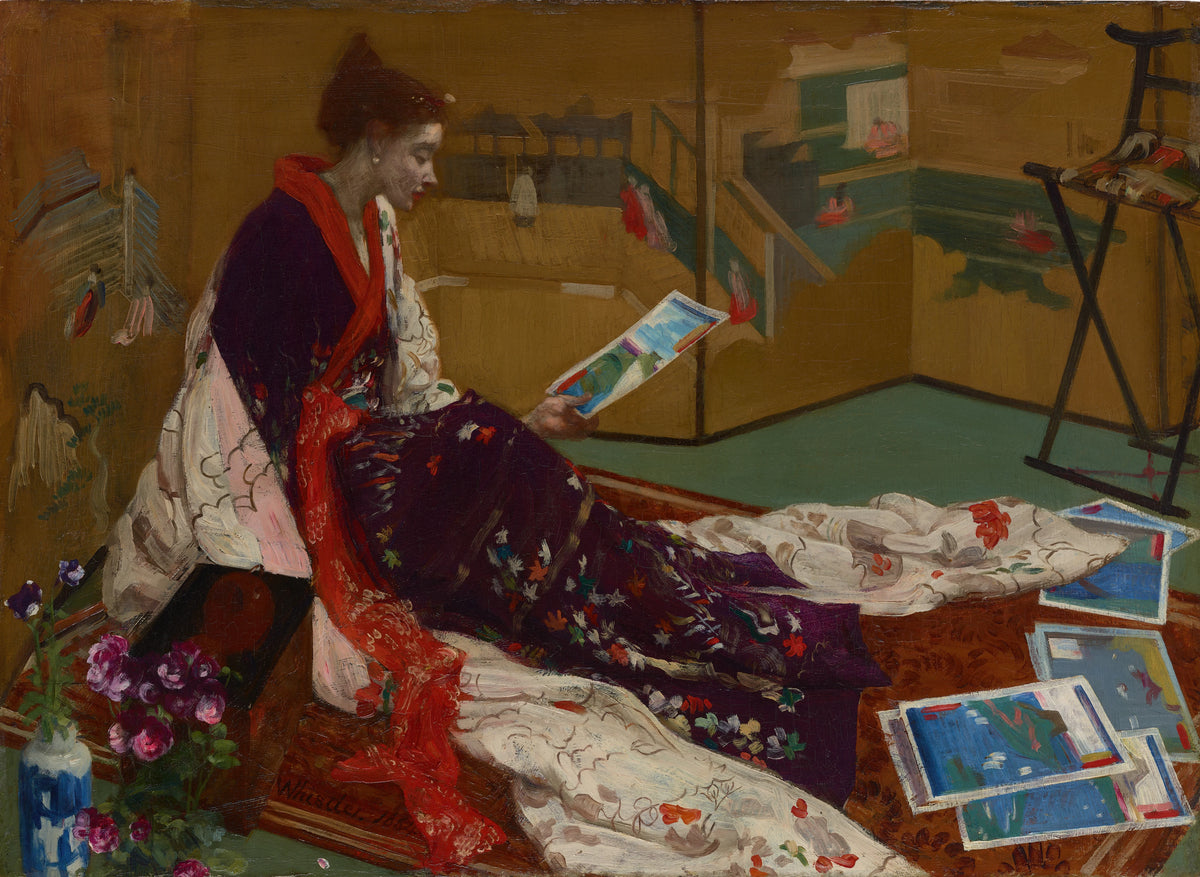 James Abbott McNeill Whistler - Caprice in Purple and Gold; The Golden Screen (1864)