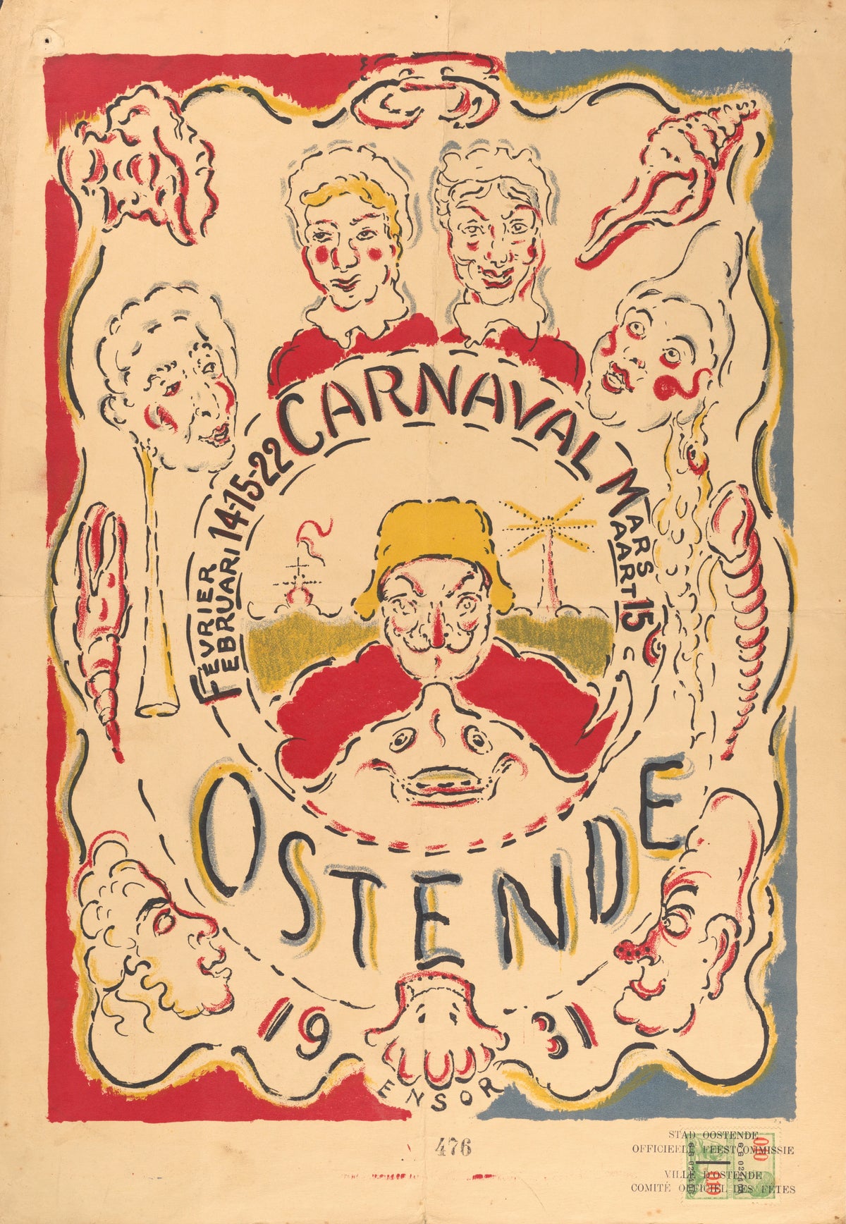 James Ensor - Affiche voor het carnaval van Oostende (1931)