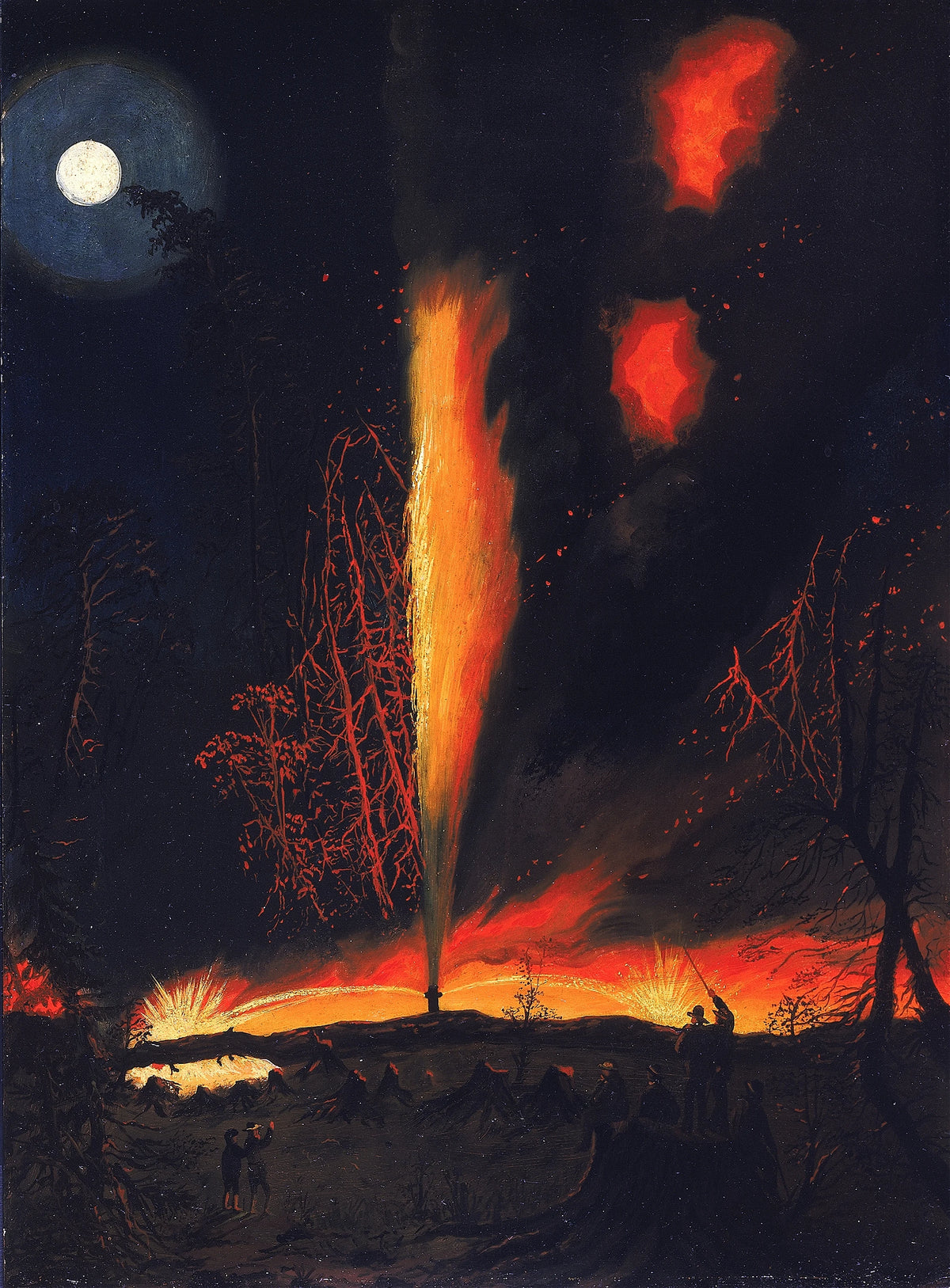 James Hamilton - Burning Oil Well at Night, near Rouseville, Pennsylvania (circa 1861)
