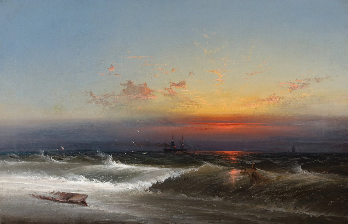 James Hamilton - Evening on the Seashore (Sunset Breakers Philadelphia Harbor) (1864)