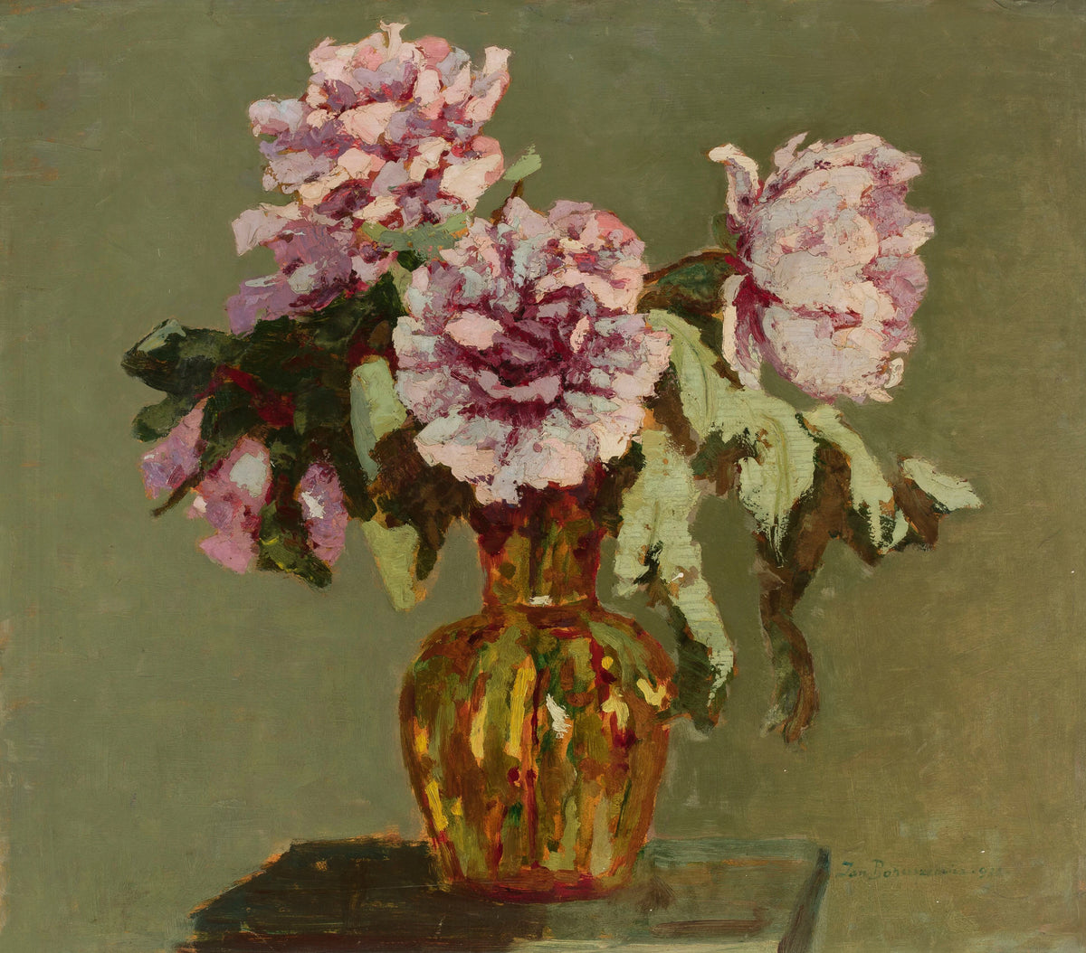 Jan Bohuszewicz - Peonies and small yellow flower-vase (1932)