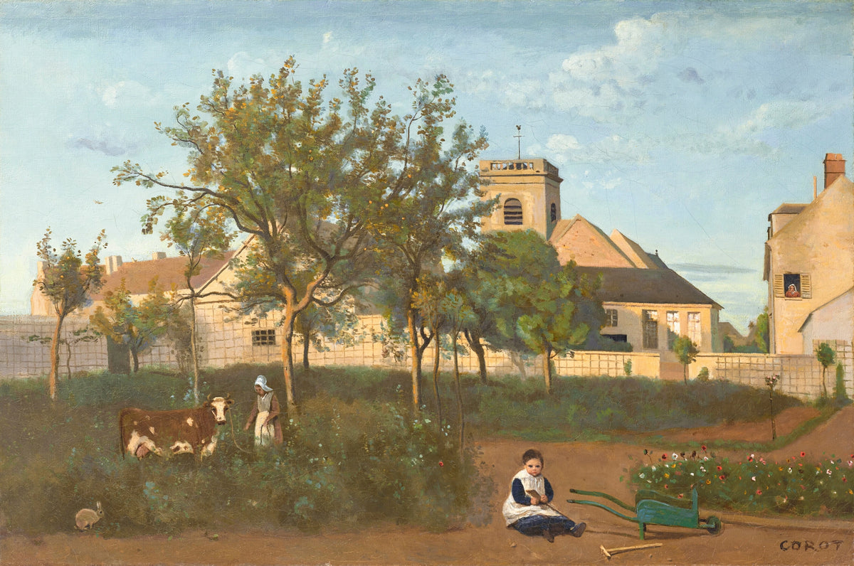 Jean-Baptiste-Camille Corot - Rosny (Seine-et-Oise), l'église du village, vue prise du verger de Mme Osmond (1844)
