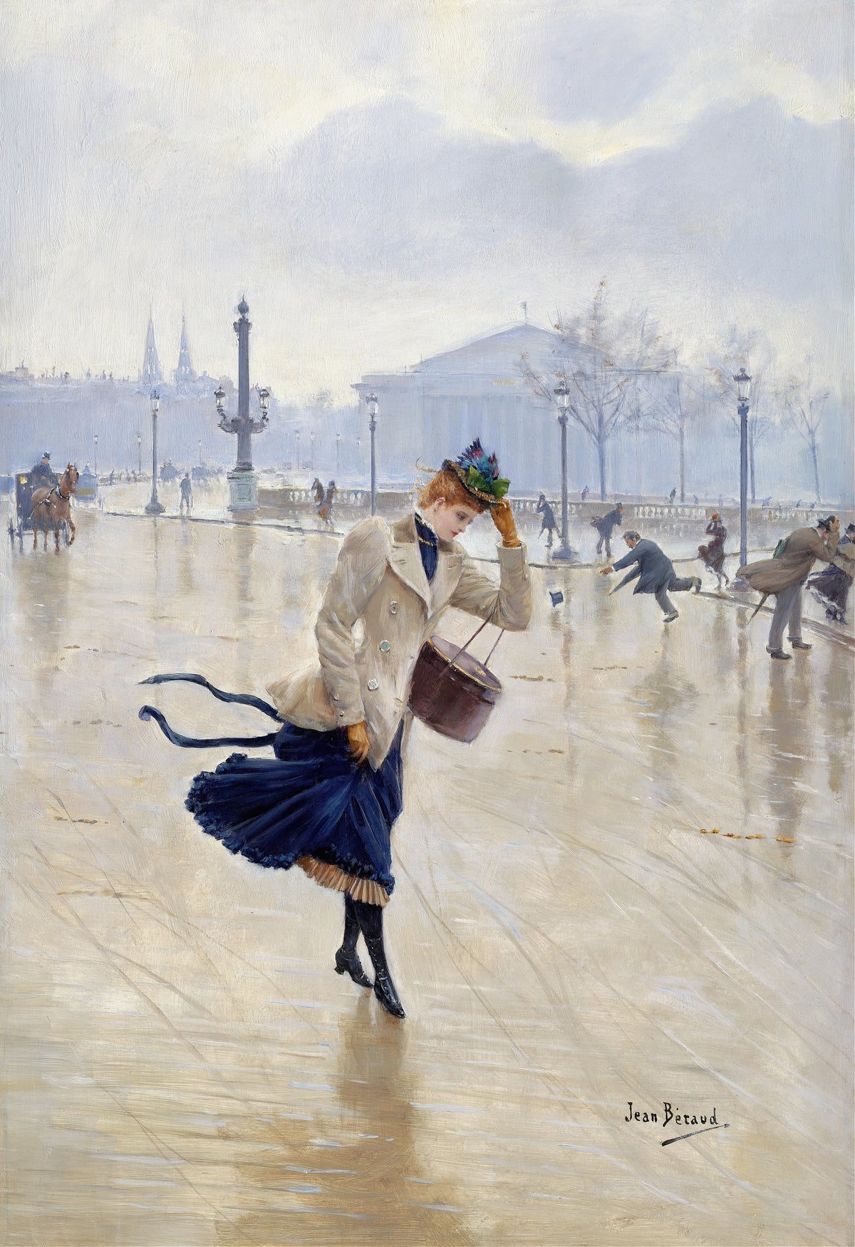 Jean Béraud - Windy Day, Place De La Concorde (circa 1890)