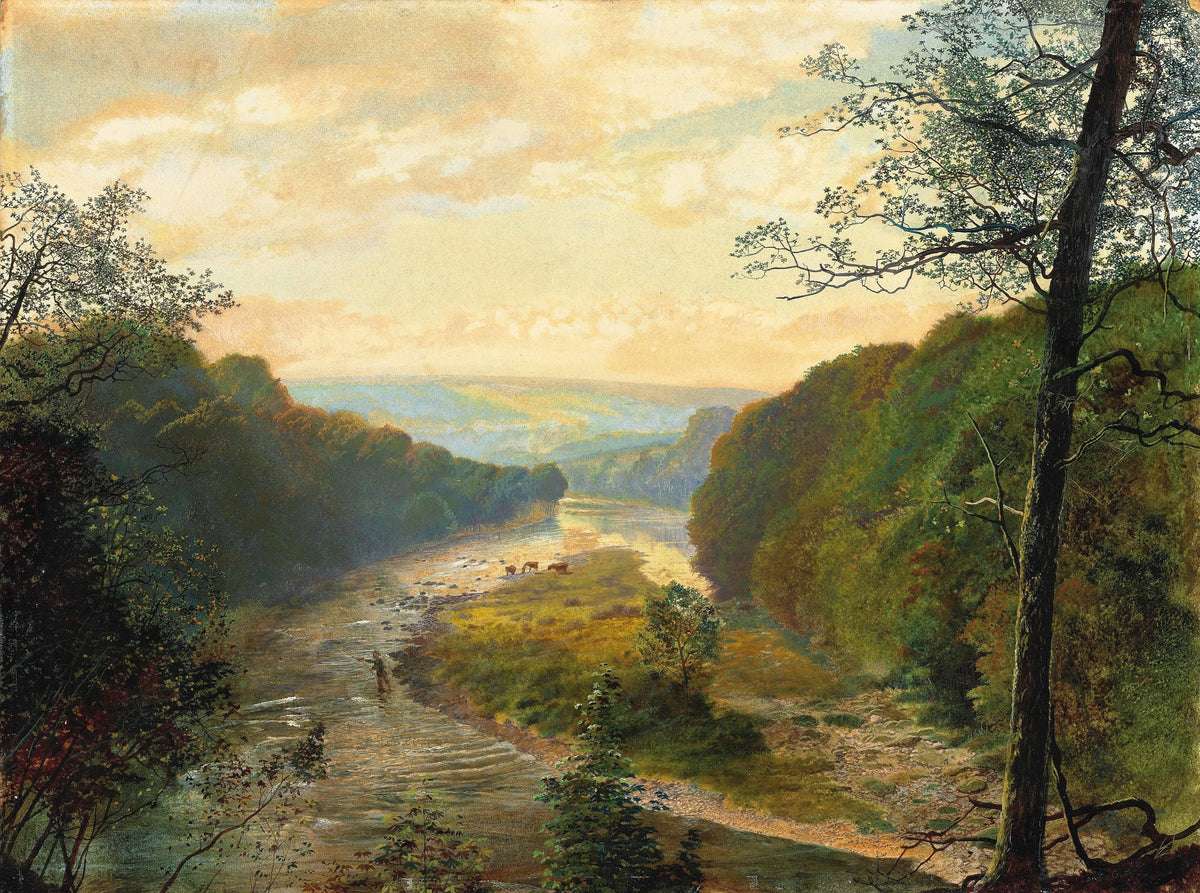 John Atkinson Grimshaw - The Wharfe valley, with Barden Tower beyond (1870s)