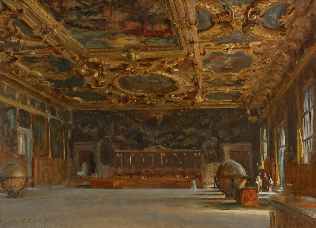 John Singer Sargent - Hall of the Grand Council, Doge's Palace, Venice (circa 1898)